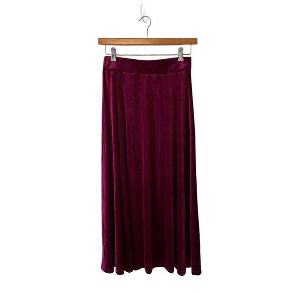 Vintage M wine red maxi skirt velvet metallic sheen classic pink BRATZ - Picture 1 of 7